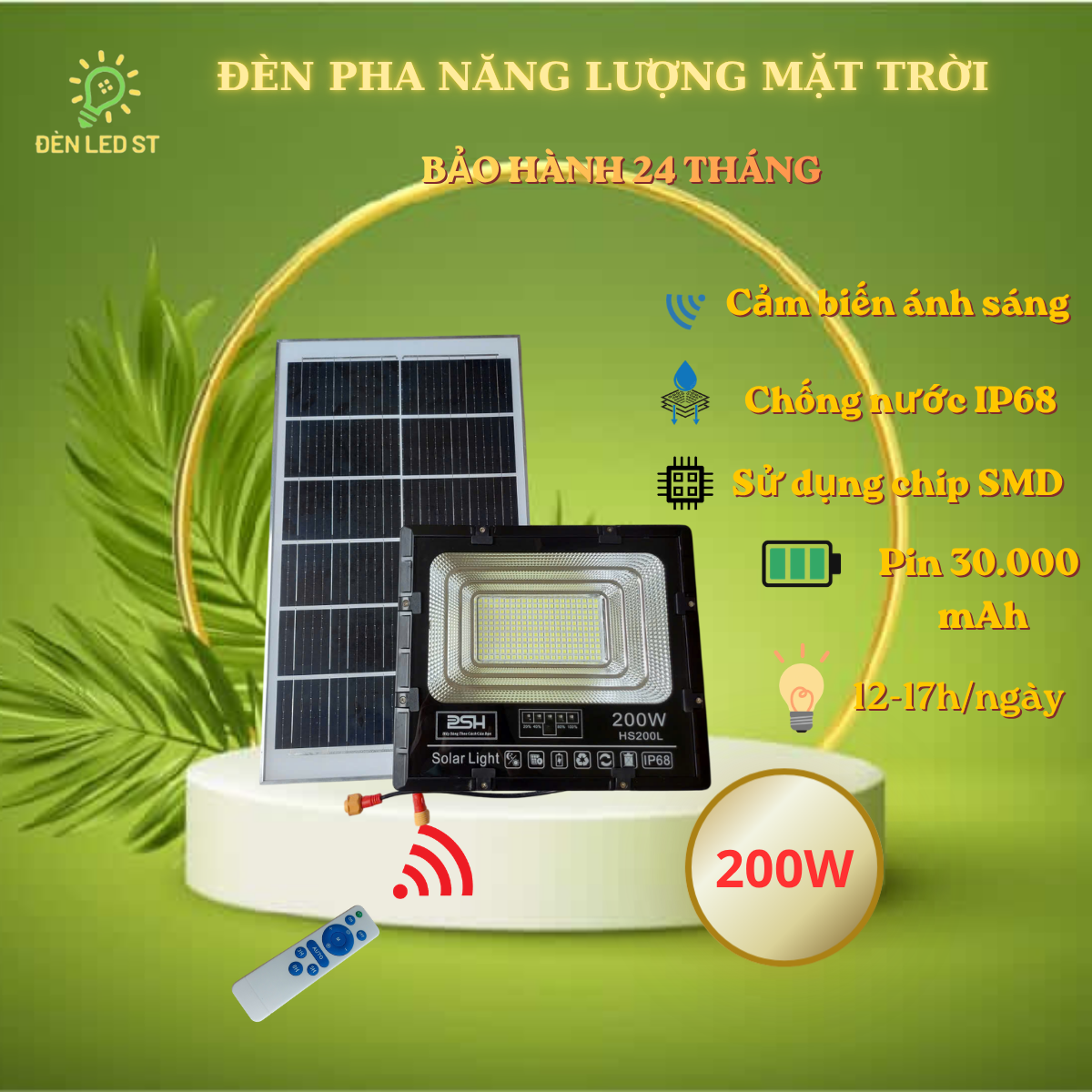 ĐÈN NĂNG LƯỢNG MẶT TRÒI 200W