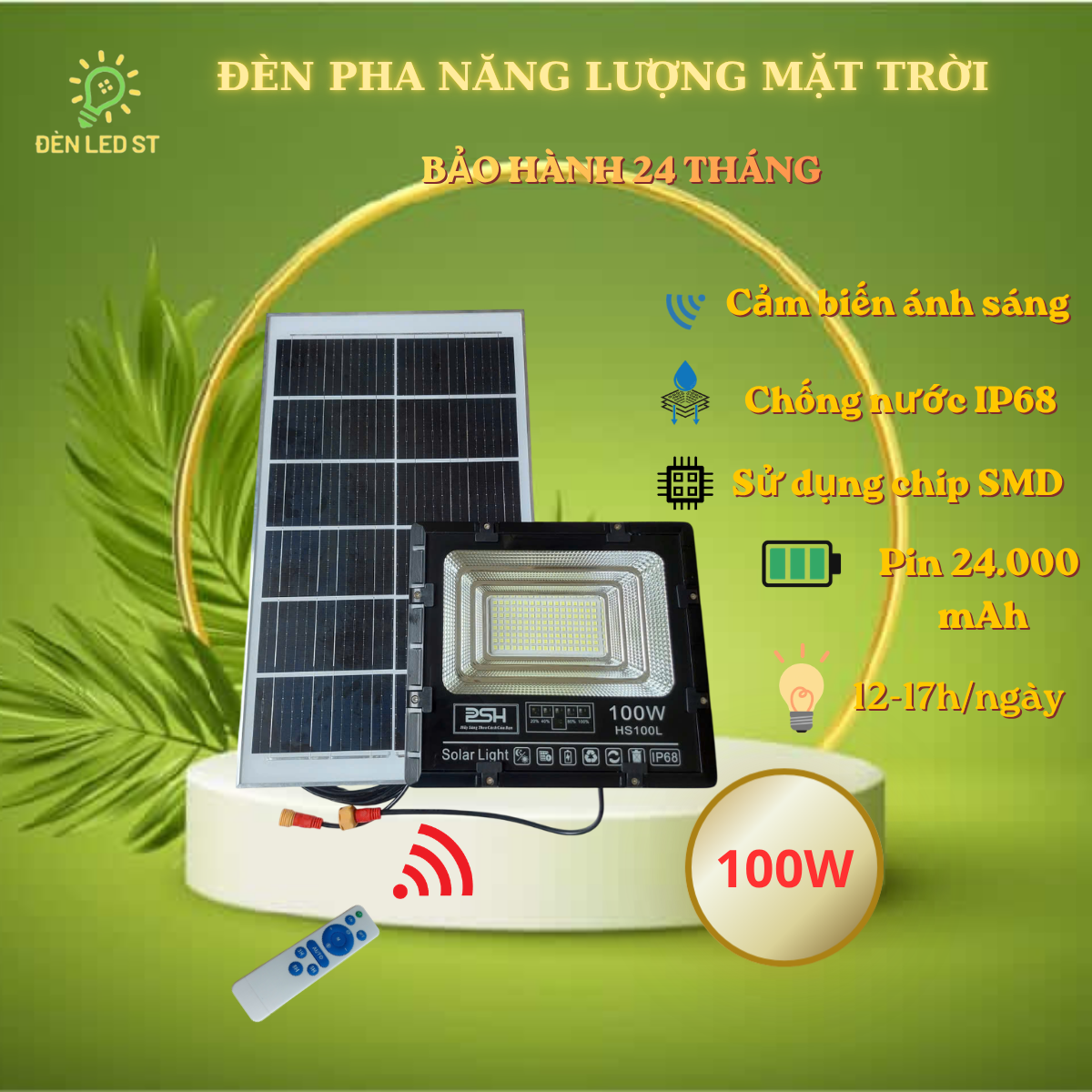 ĐÈN NĂNG LƯỢNG MẶT TRỜI 100W